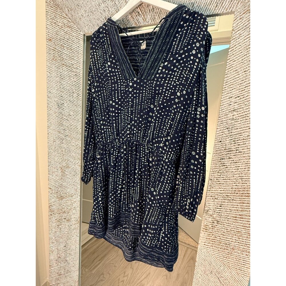 Gap long sleeve blue and white medium dress stretch waist